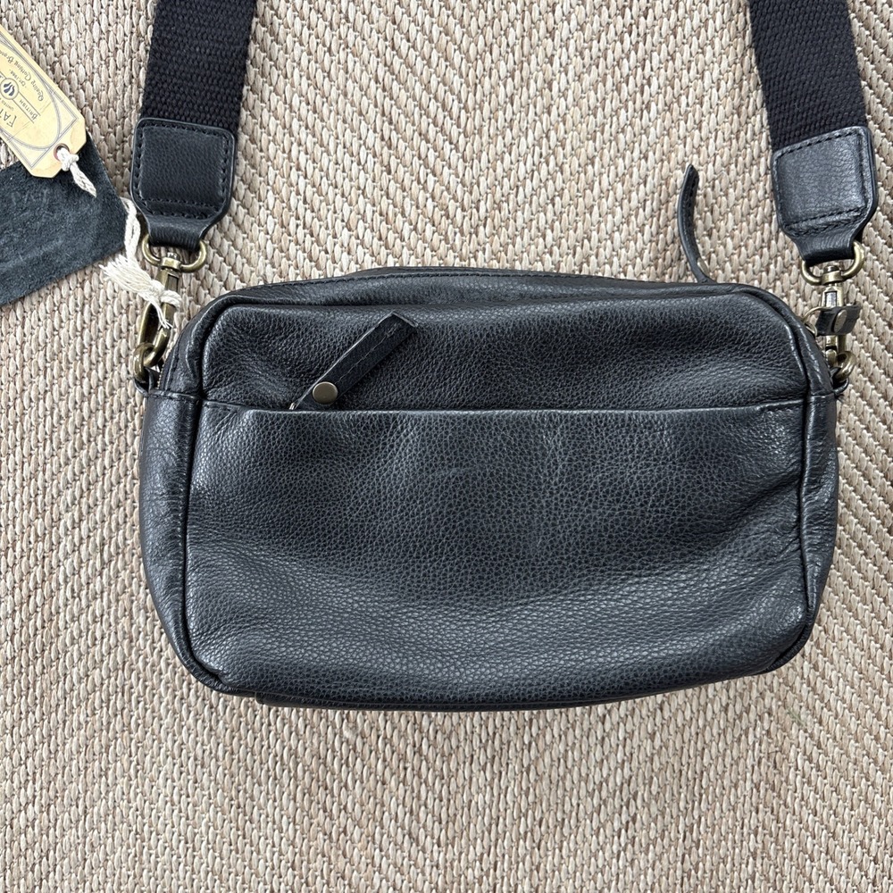 Fat Face Womens Black Genuine Leather Crossbody Bag Purse Classic - Picture 4 of 14